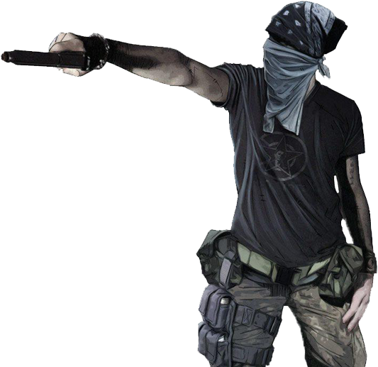 Masked Gangster Pointing Gun PNG