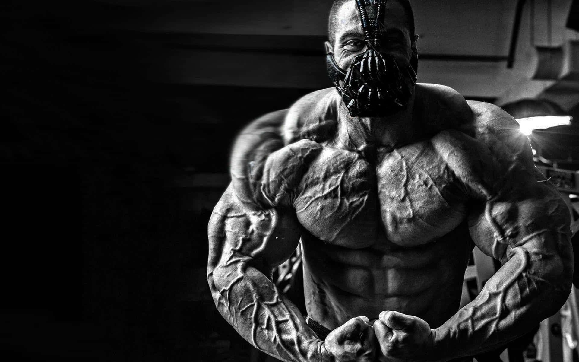 Masked_ Muscle_ Man_ Black_and_ White Wallpaper