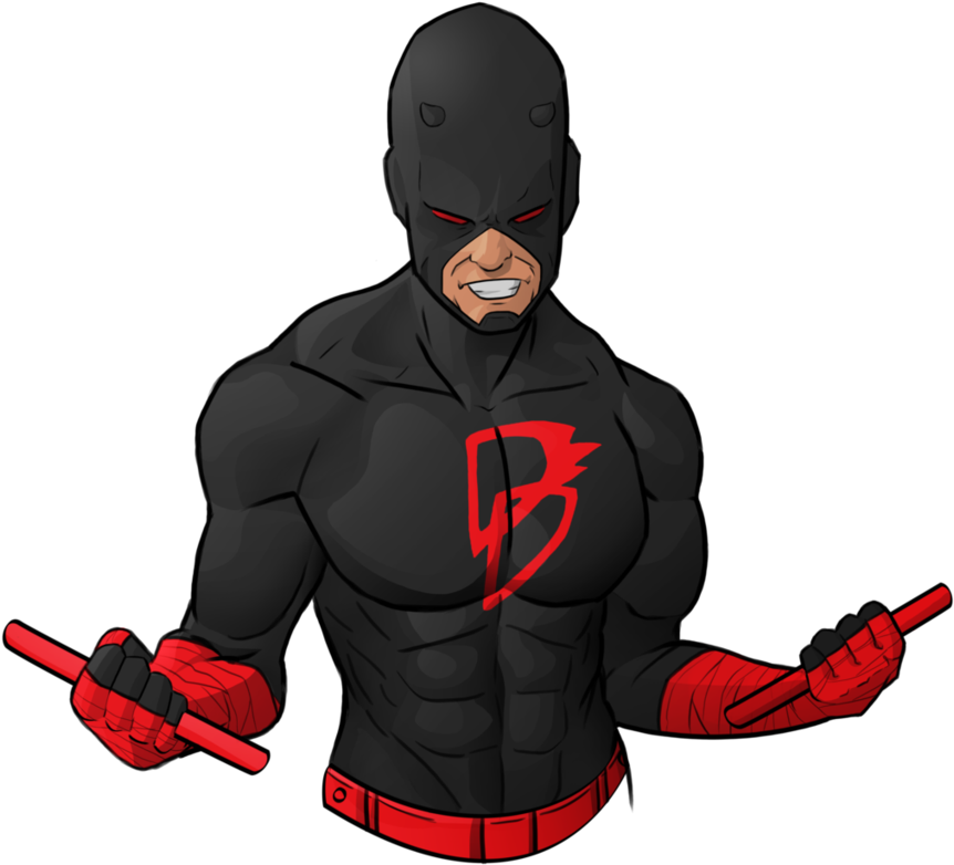 Masked Vigilante With Batons PNG