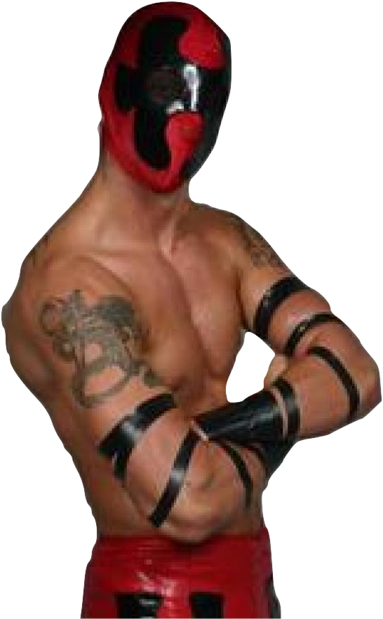 Masked Wrestlerin Redand Black PNG
