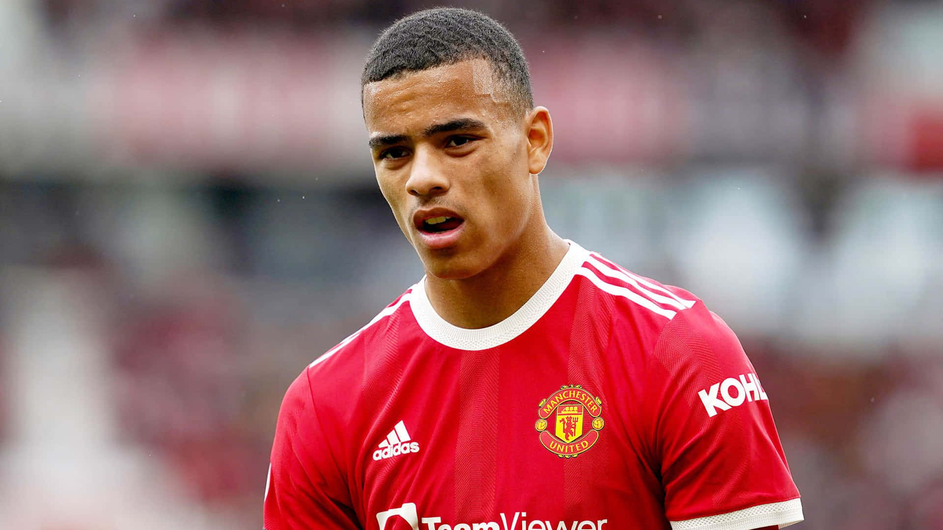 Manchester United's young sensation Mason Greenwood in action on the field.