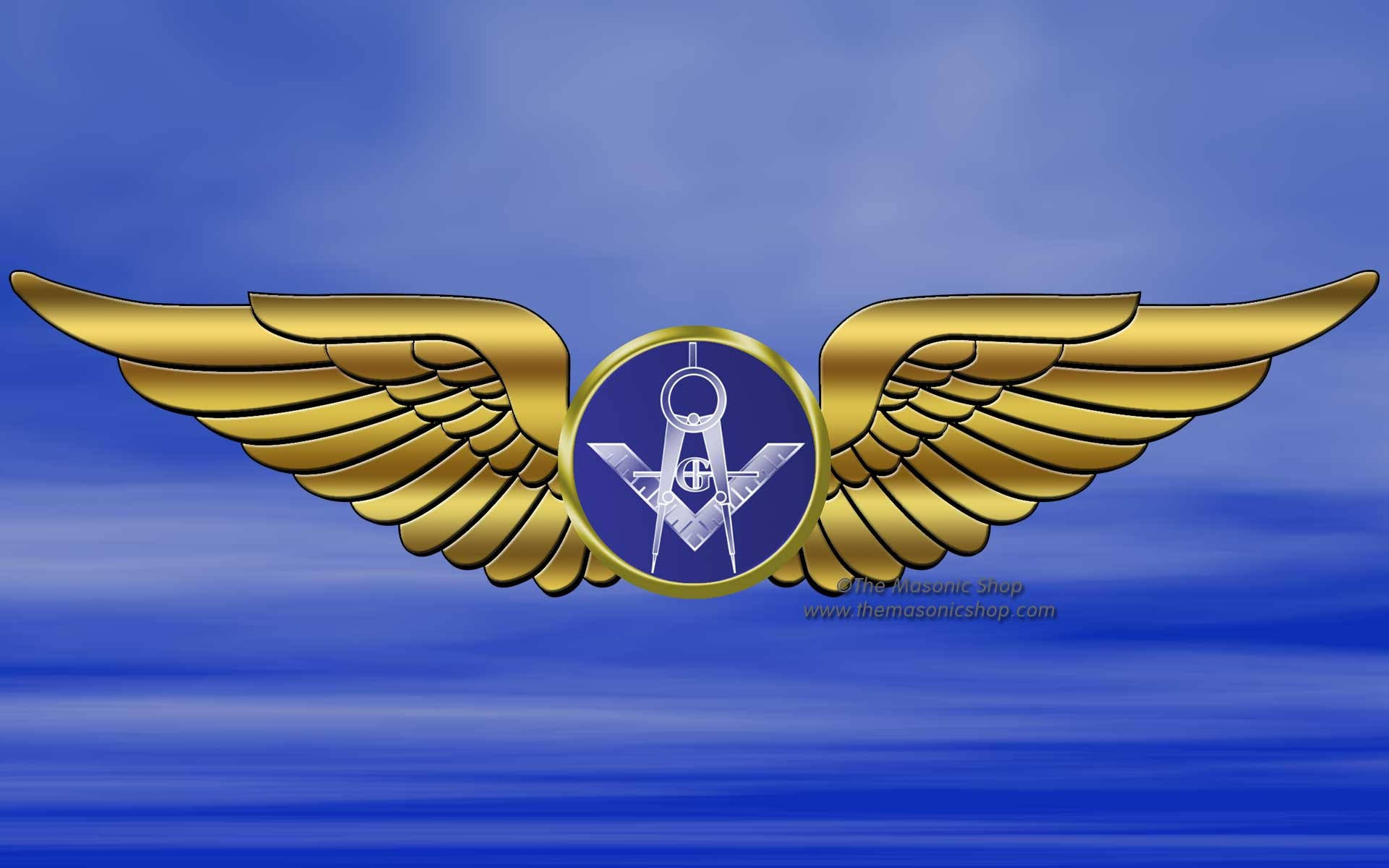 Masonic Logo With Golden Wings Wallpaper