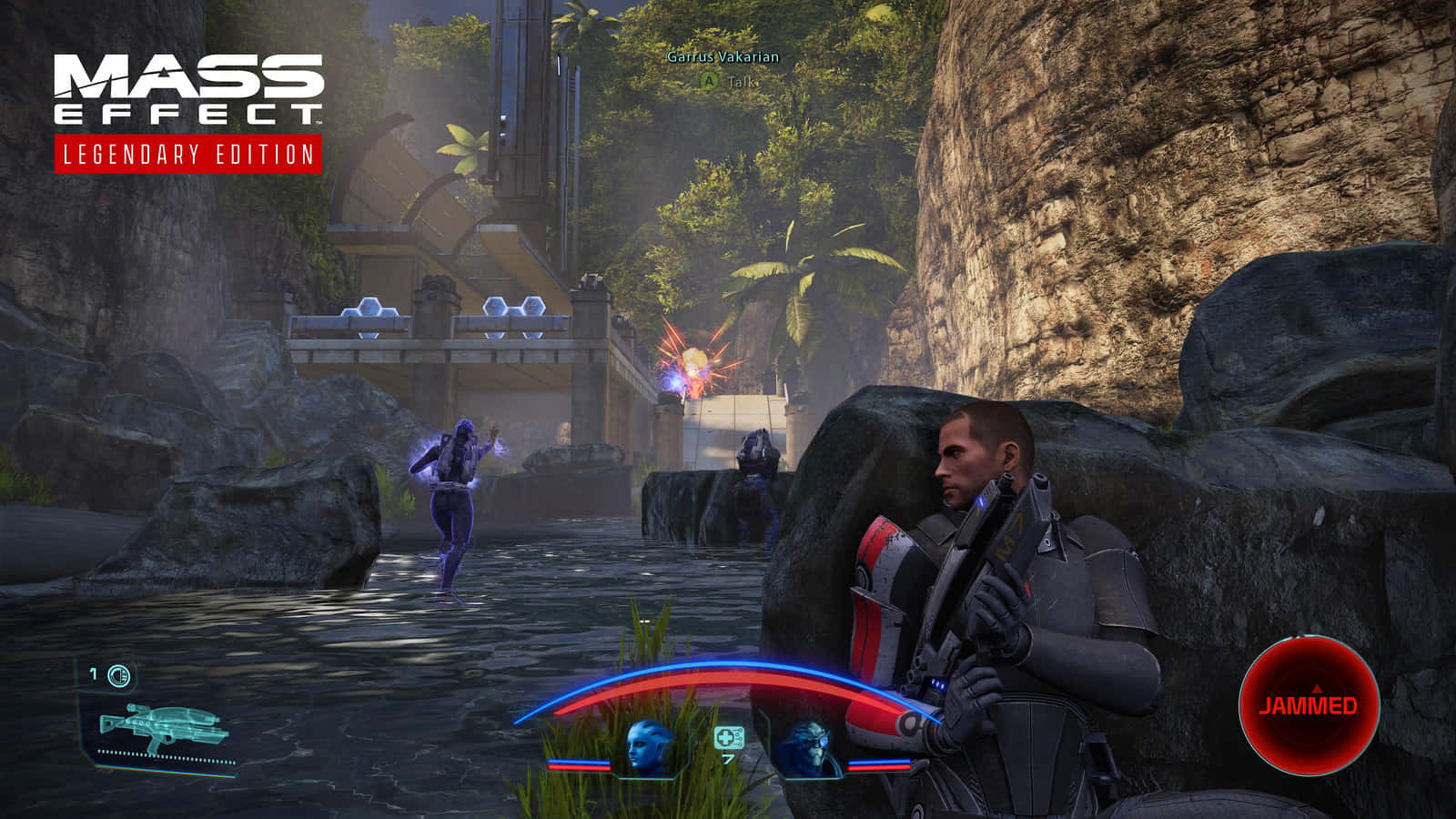Commander Shepard overlooking a stunning galaxy in Mass Effect