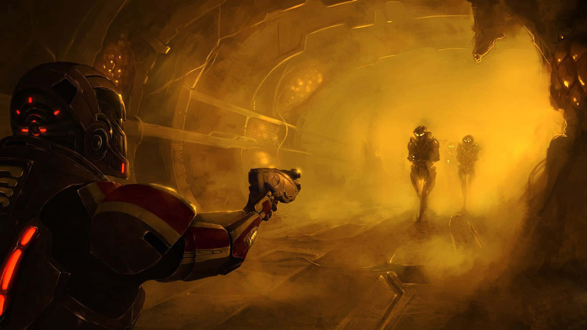 Captain Shepard and Crew in Mass Effect 2 Wallpaper