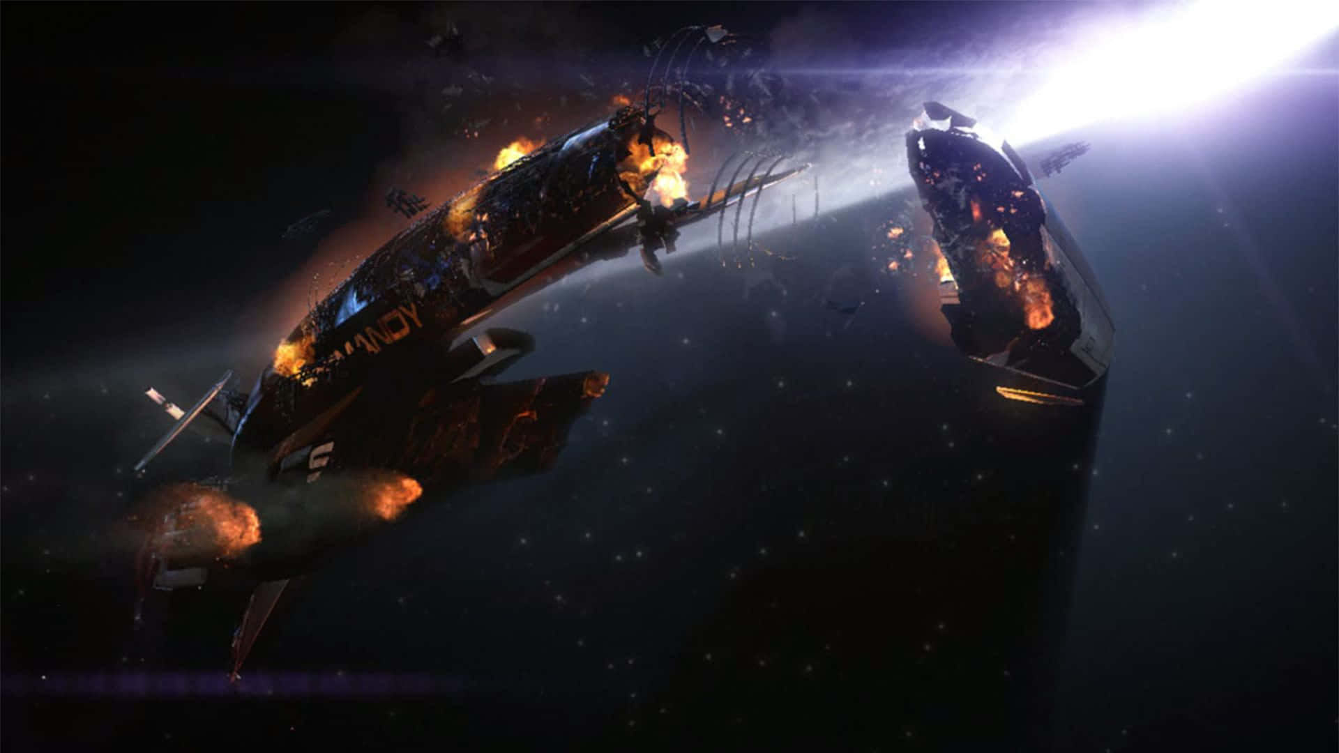Commander Shepard and team in the midst of action in Mass Effect 2 Wallpaper