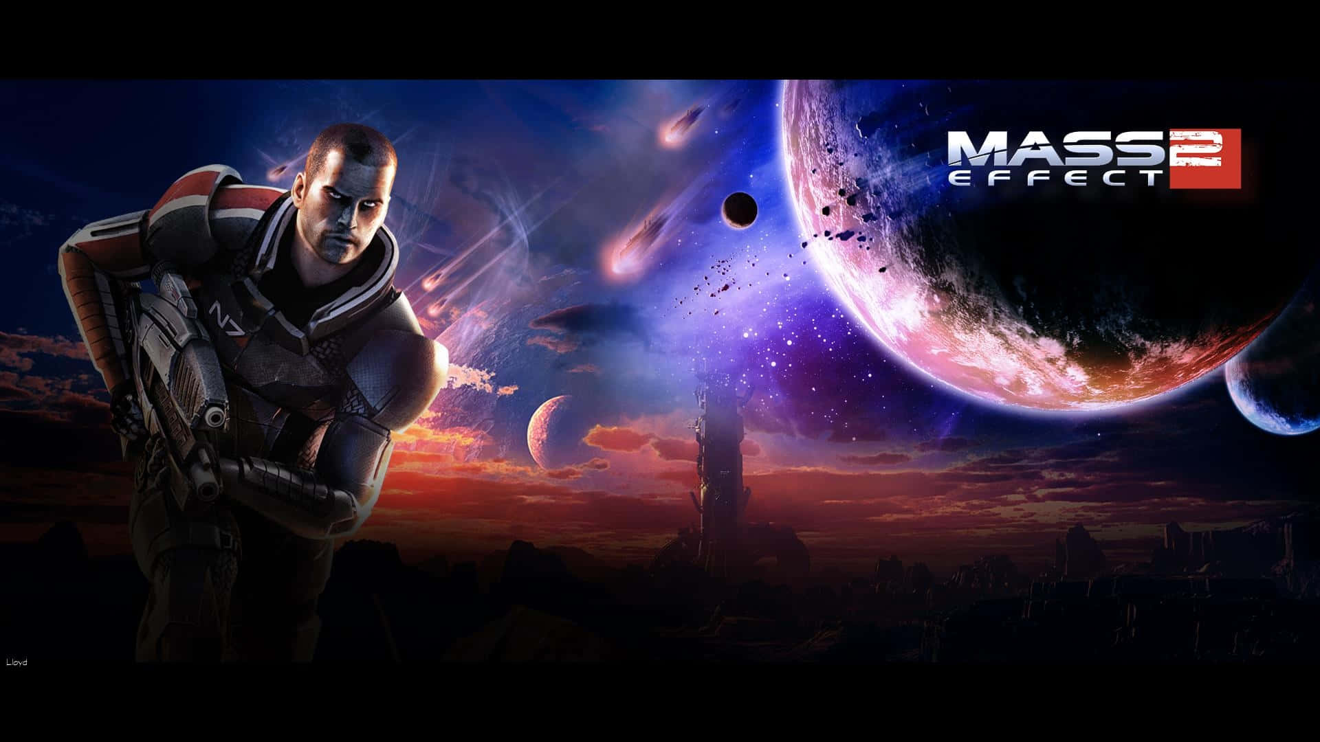 Commander Shepard and the Squad in Mass Effect 2 Wallpaper