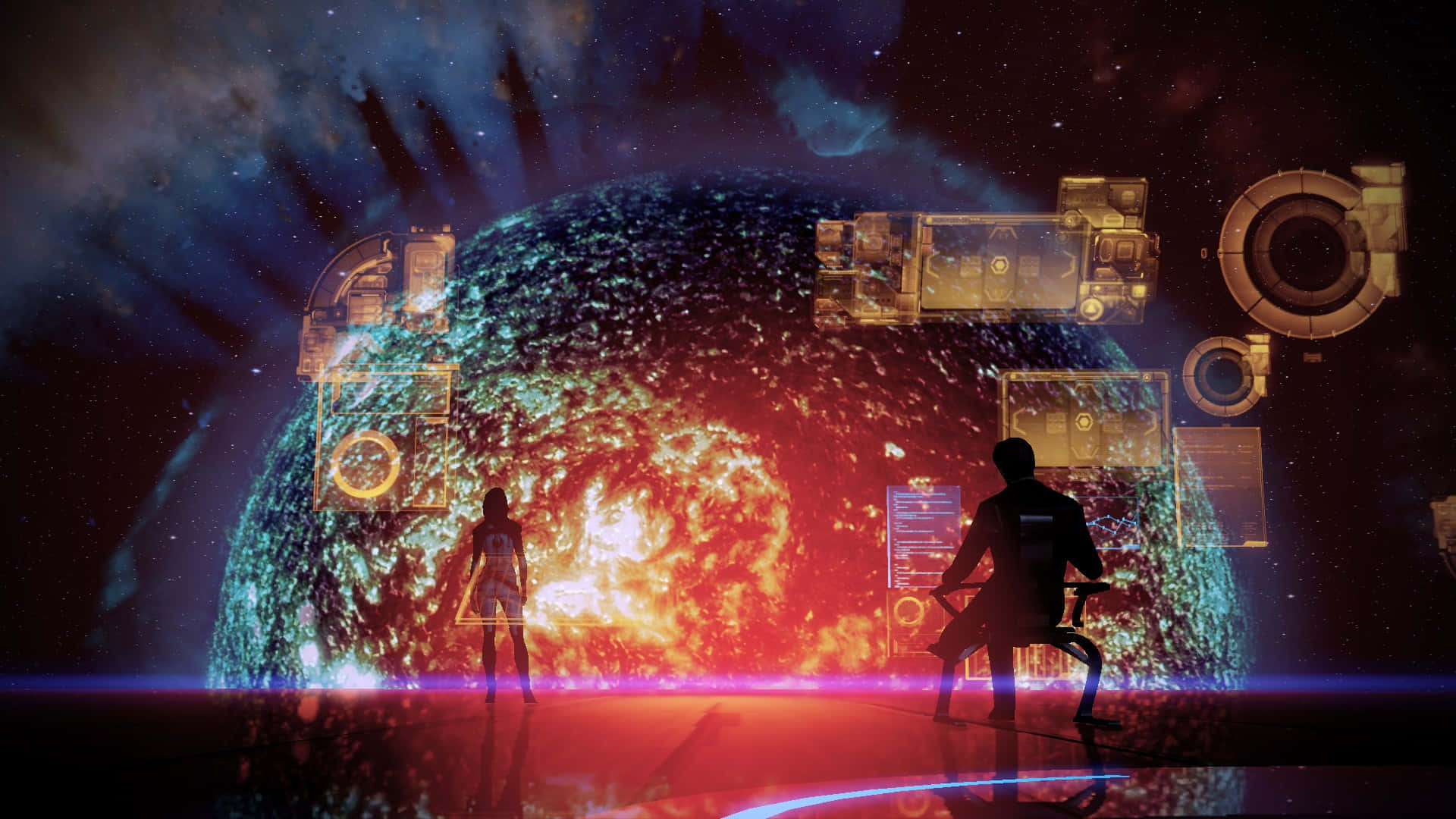 Elcomandante Shepard Y La Normandía En Mass Effect 2 Fondo de pantalla