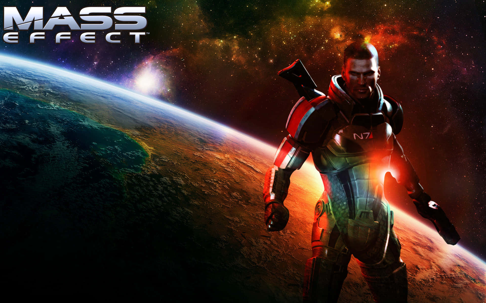Commander Shepard and the Illusive Man in Mass Effect 2 Wallpaper