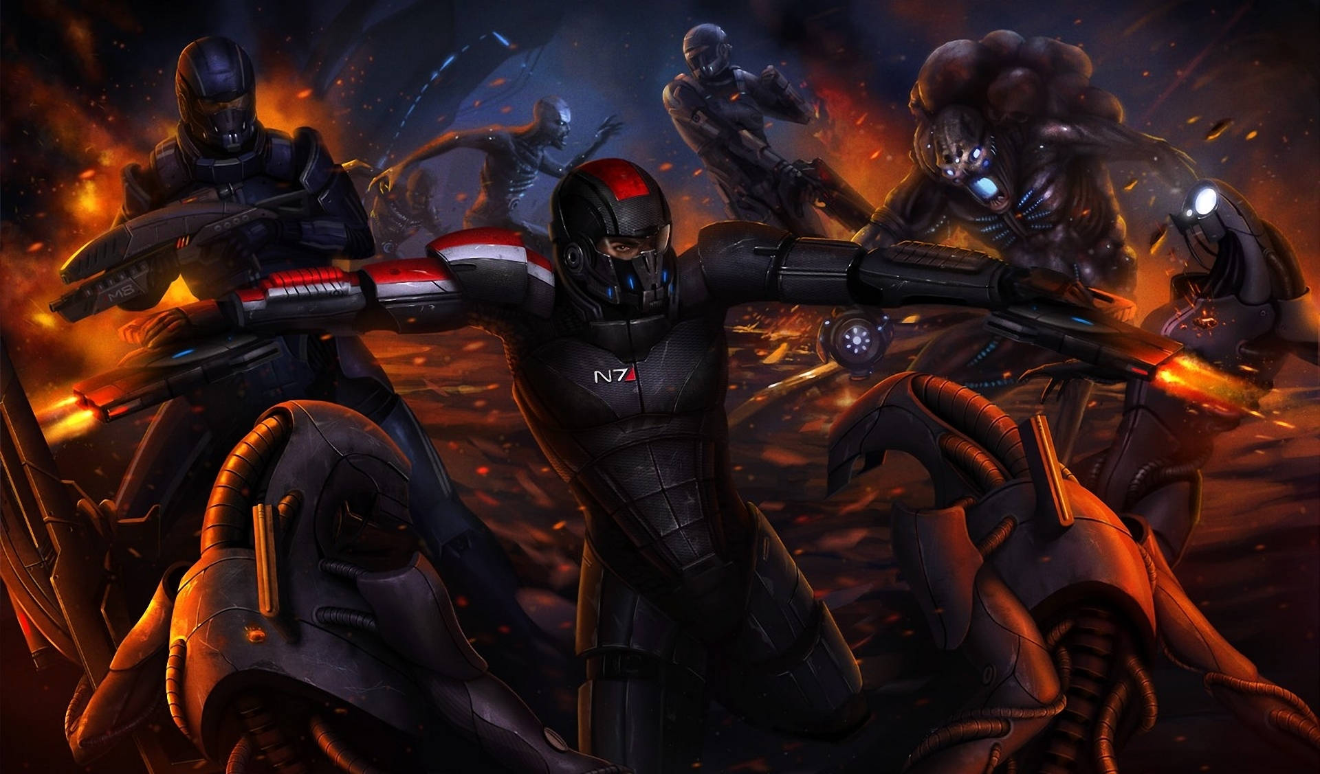 Mass Effect 3 N7 Squad Digital Konst Wallpaper