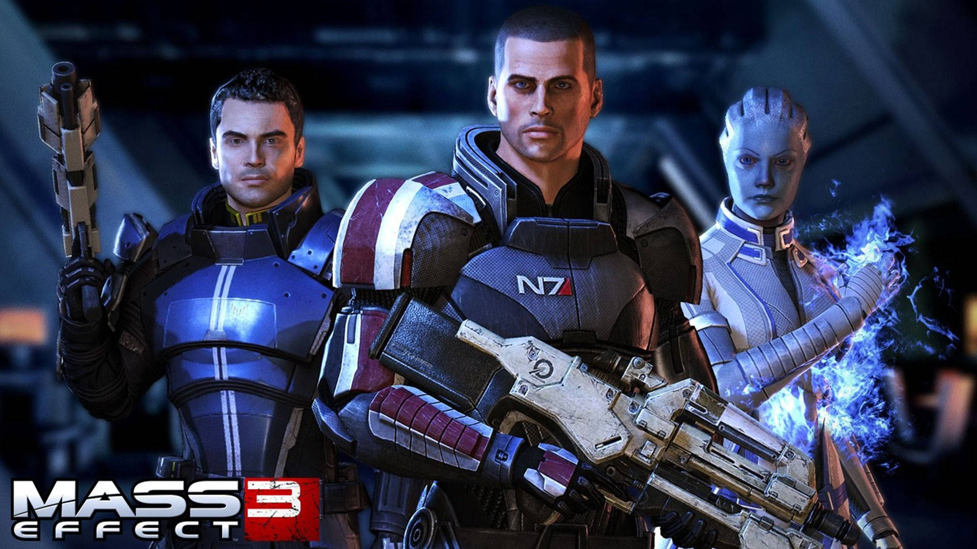 Mass Effect 3 N7 Team Squad Skrivebordsbaggrund Wallpaper