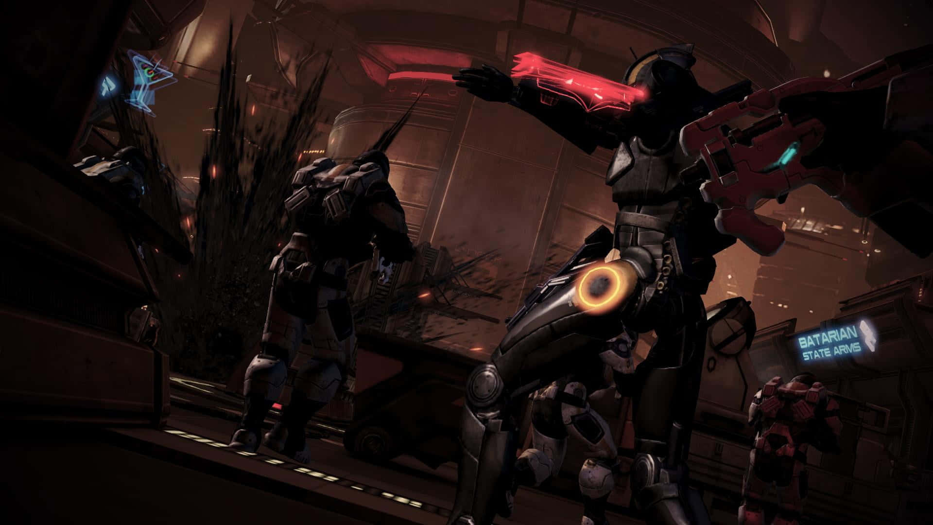 Battle-ready Commander Shepard in Mass Effect Cerberus Wallpaper