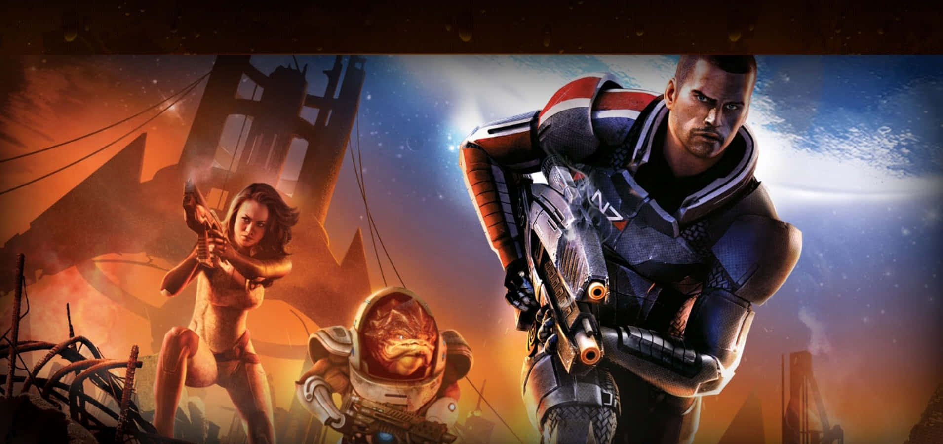 Héroesépicos Se Reunieron En El Universo De Mass Effect. Fondo de pantalla