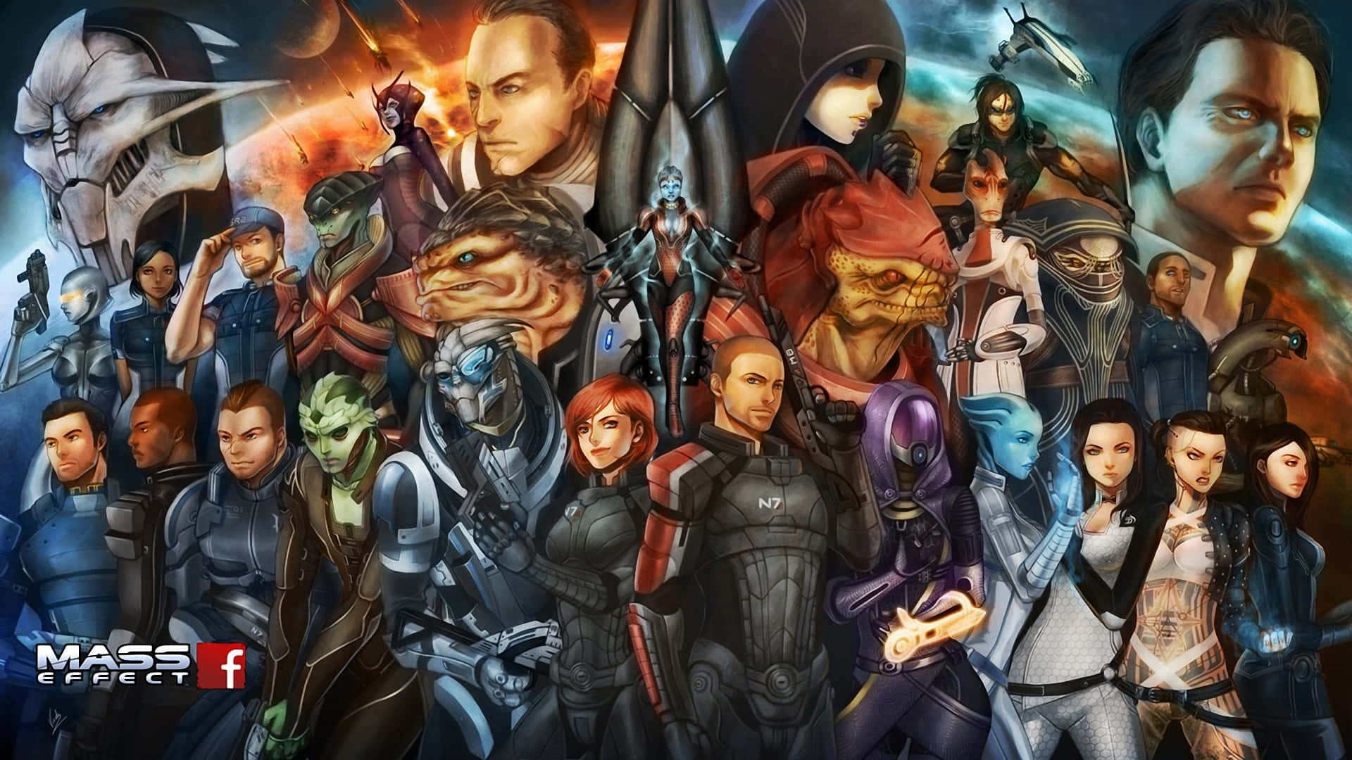 Caption: A thrilling journey with Mass Effect characters Wallpaper