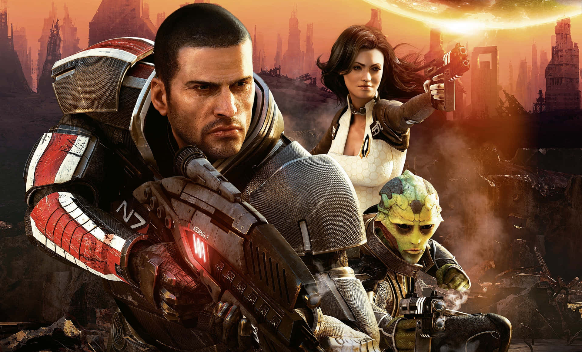Iconic Mass Effect Characters Gathered Together Wallpaper