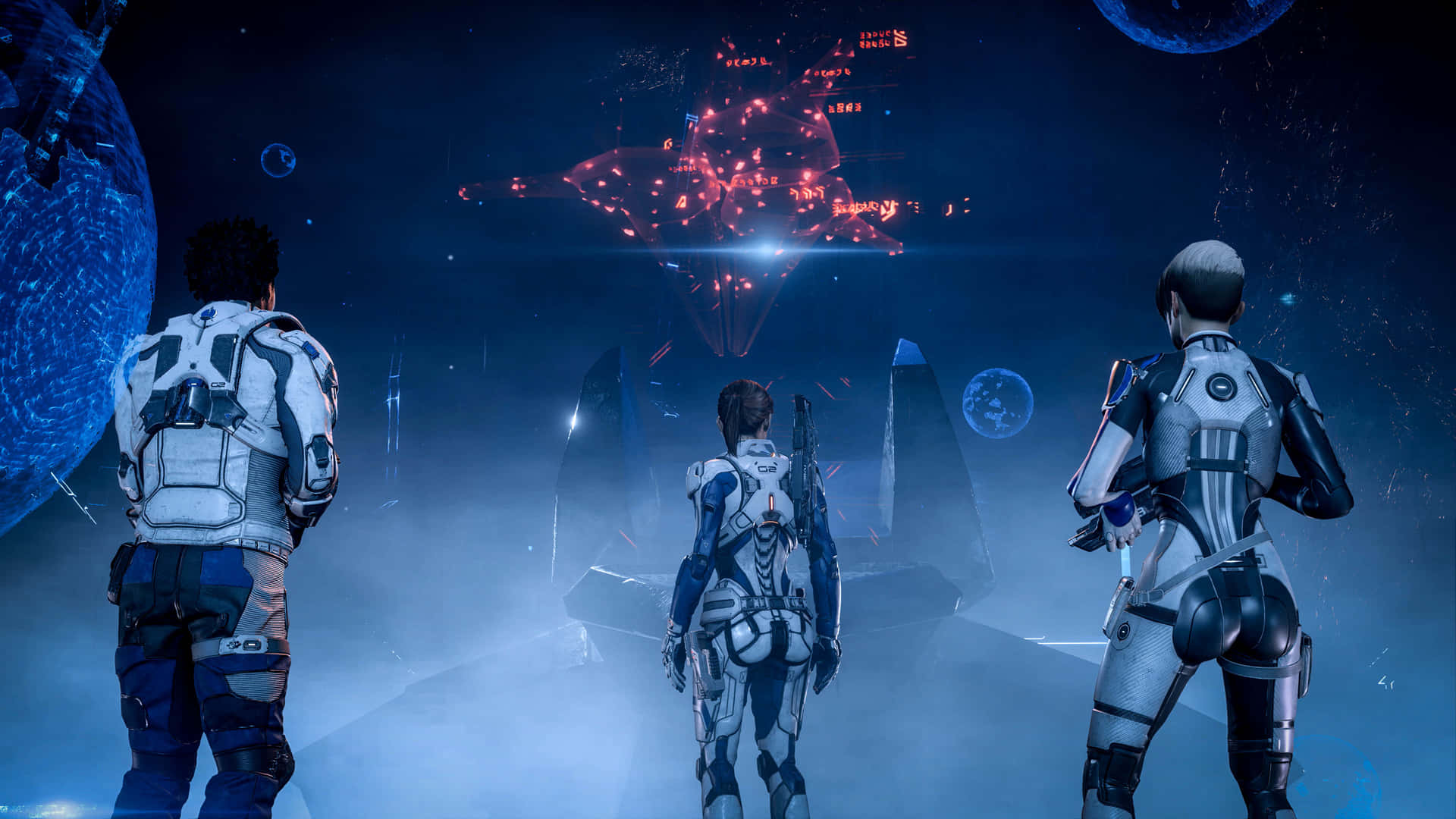 Personajesde Mass Effect Unidos En Acción Fondo de pantalla