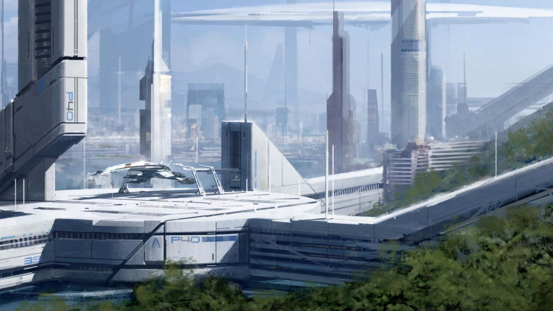 Unavista Futurista De La Ciudadela En El Universo De Mass Effect. Fondo de pantalla