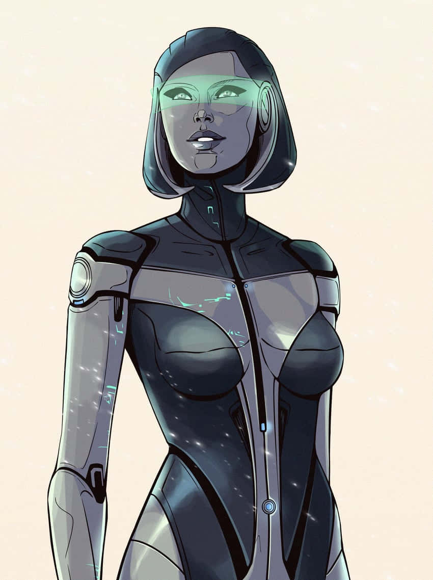 EDI, the advanced AI, aboard the Normandy in Mass Effect Wallpaper