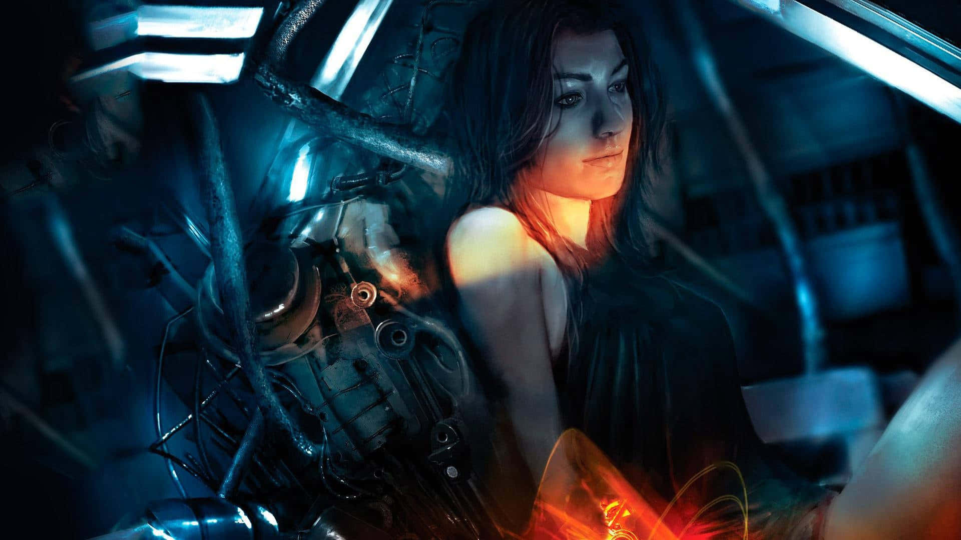 Commander Femshep in action during a Mass Effect mission Wallpaper