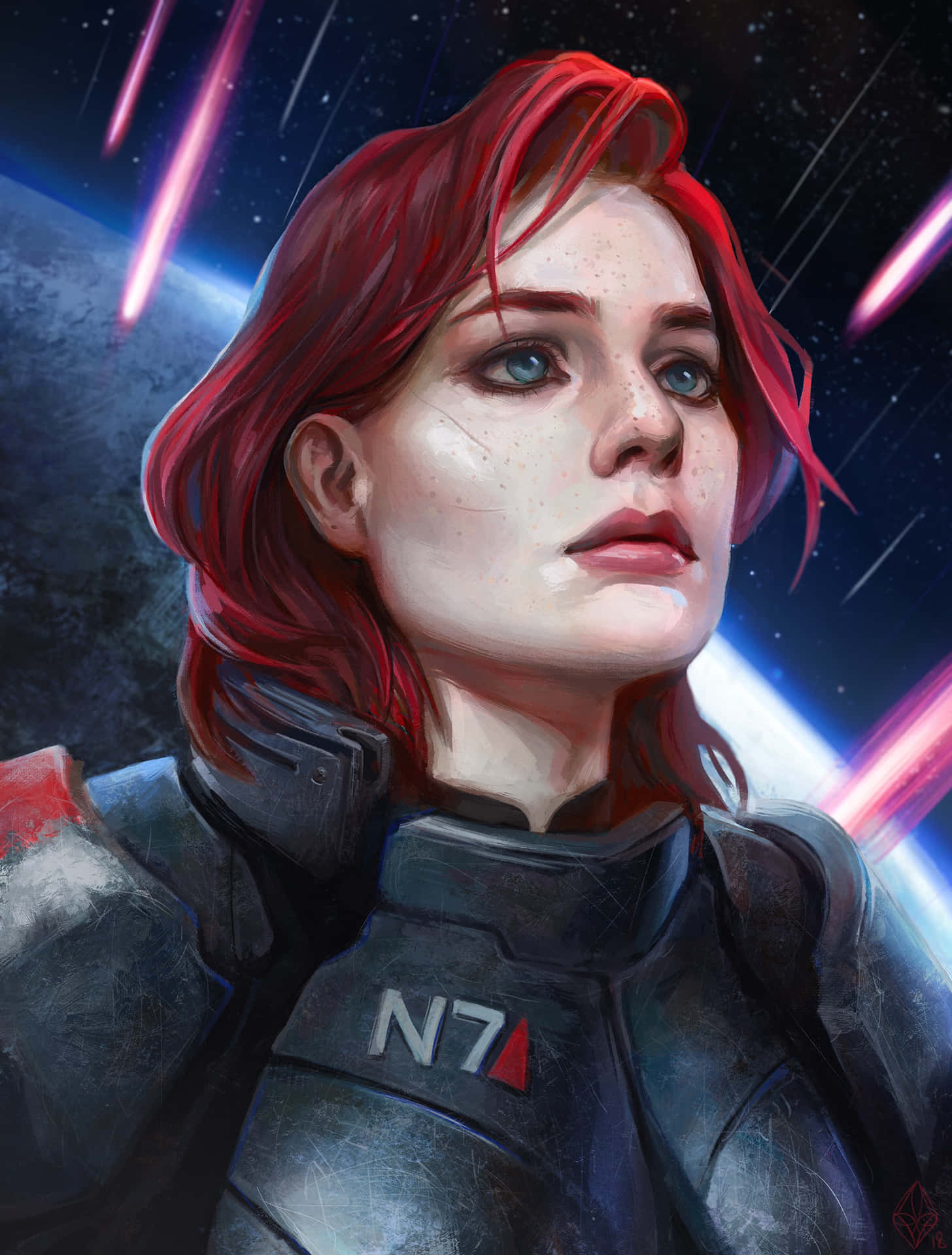 Commander Shepard, the Powerful Femshep, Unleashing her Force in Mass Effect Wallpaper