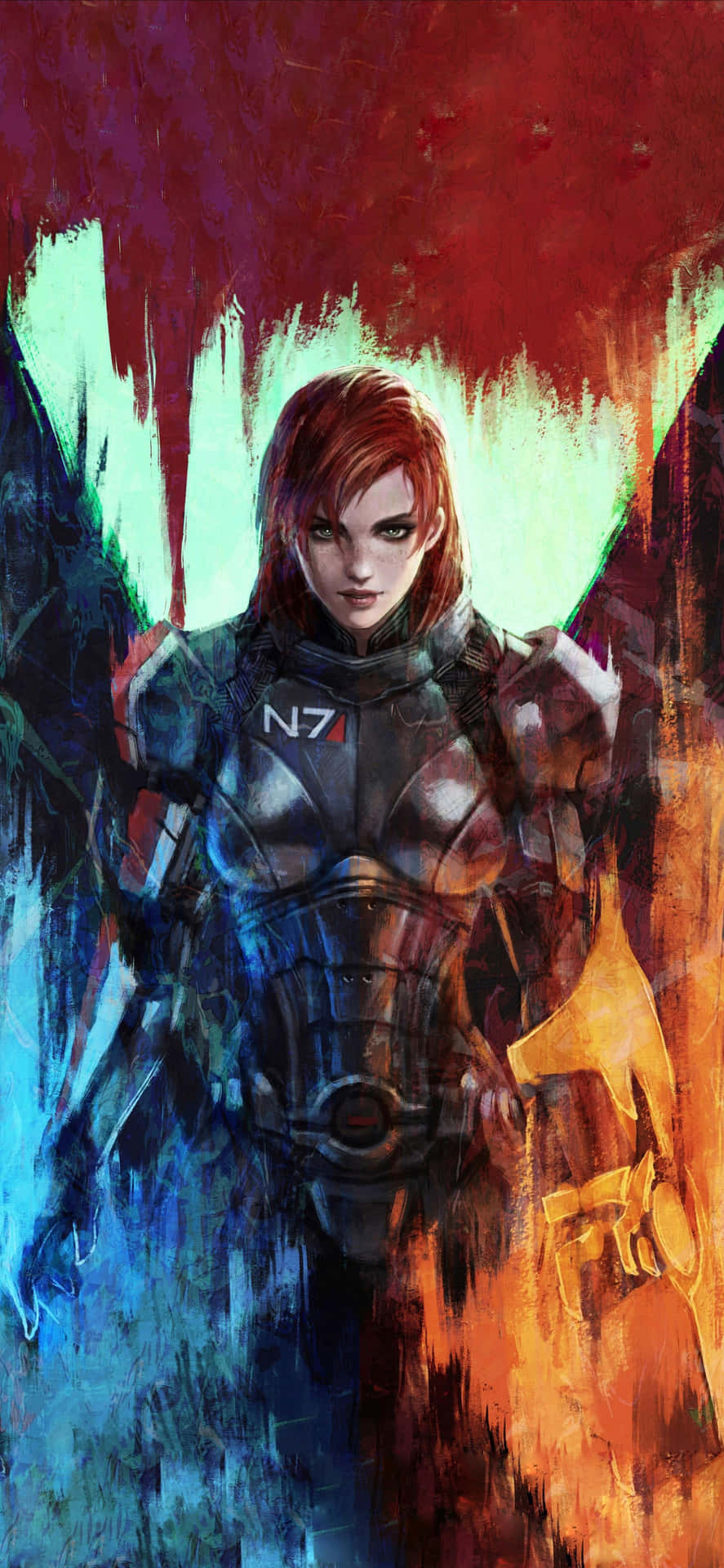 Commander Femshep strikes a pose in Mass Effect Wallpaper