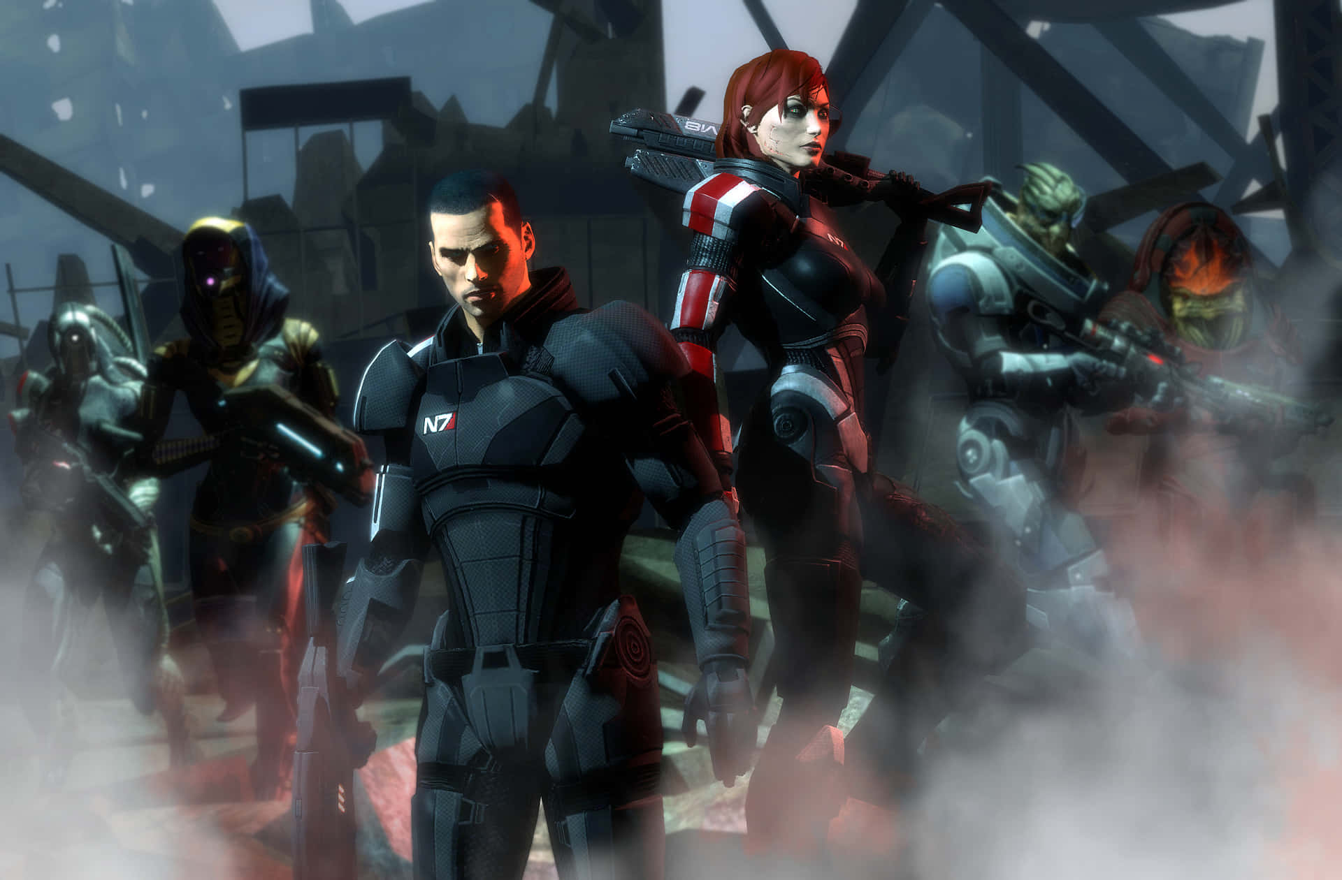 Intrepid Femshep Leading the Way in Mass Effect Universe Wallpaper