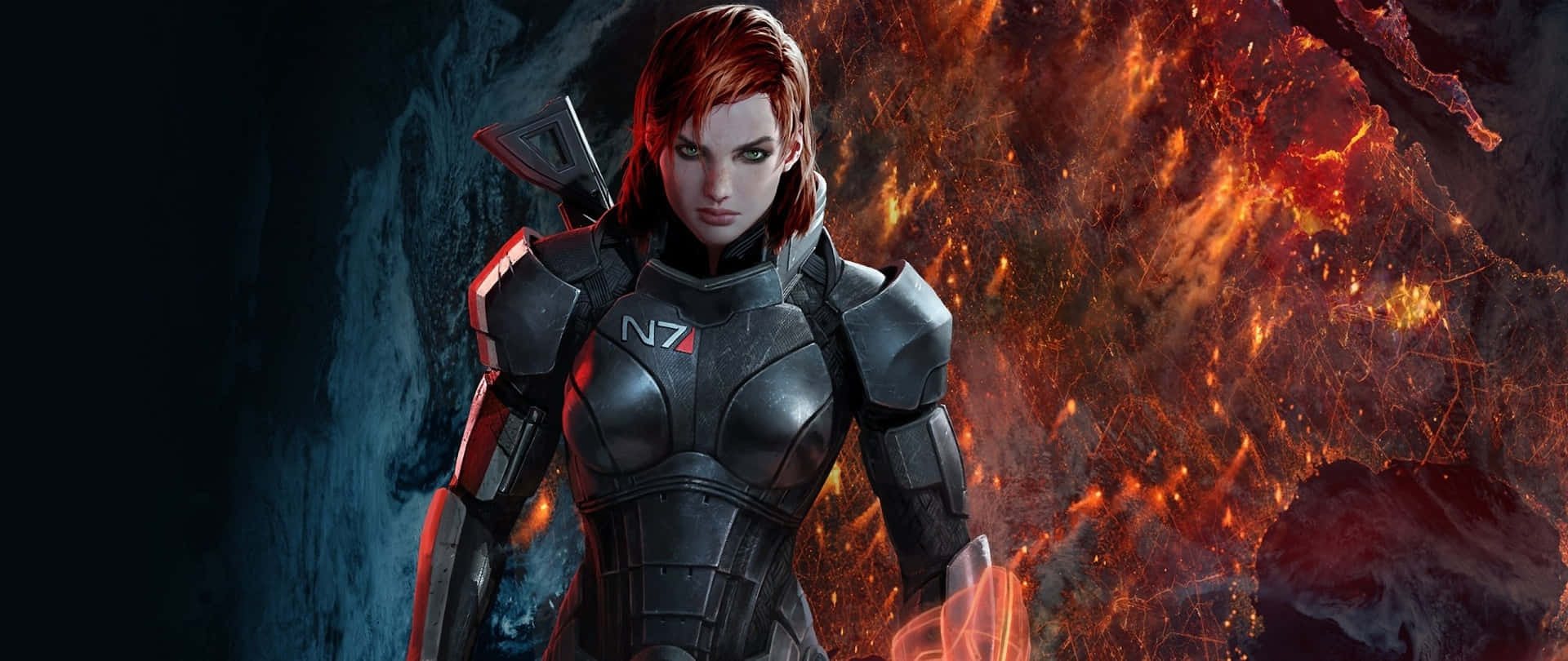 Commander Shepard in Action in Mass Effect Wallpaper