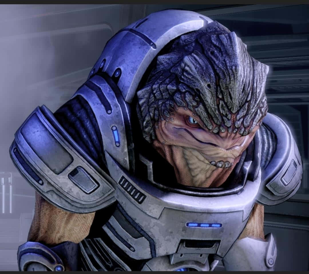 Grunt from Mass Effect fiercely stands ready for battle Wallpaper