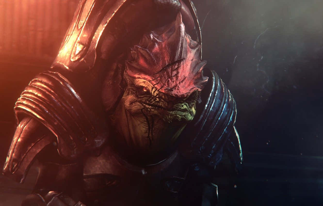 Ferozguerrero Krogan, Grunt, Listo Para La Acción En Mass Effect Fondo de pantalla
