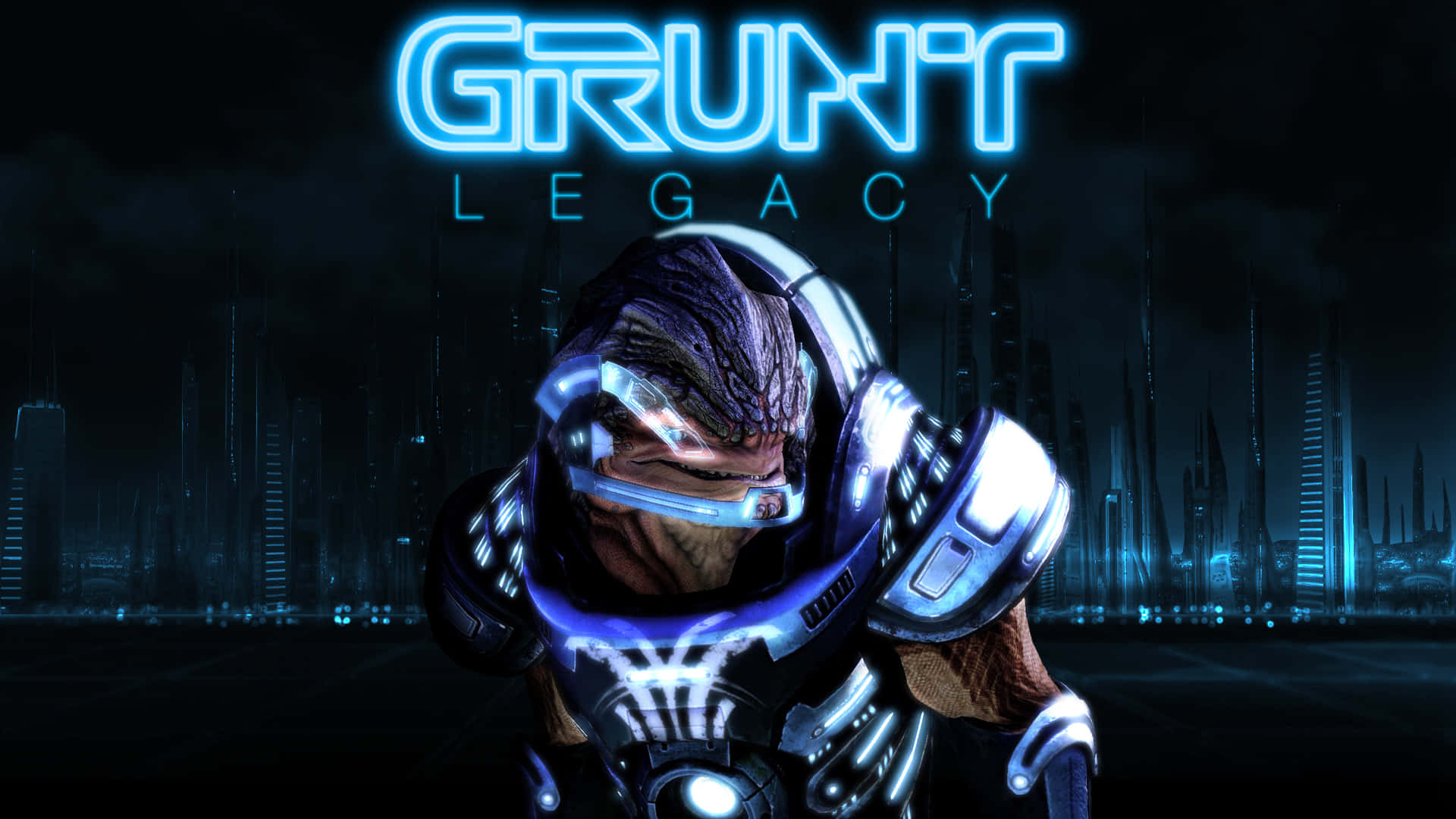 Grunt from Mass Effect game series in an action stance Wallpaper