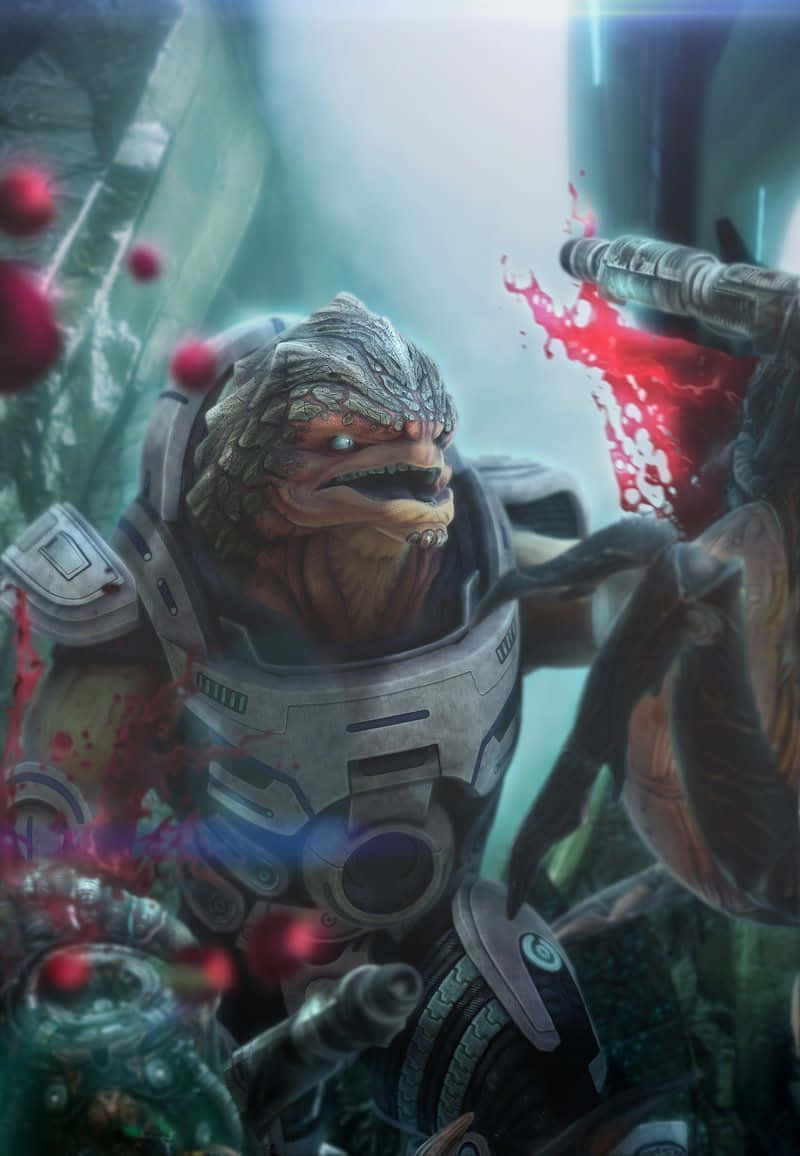 Grunt, the powerful Krogan warrior in Mass Effect Wallpaper