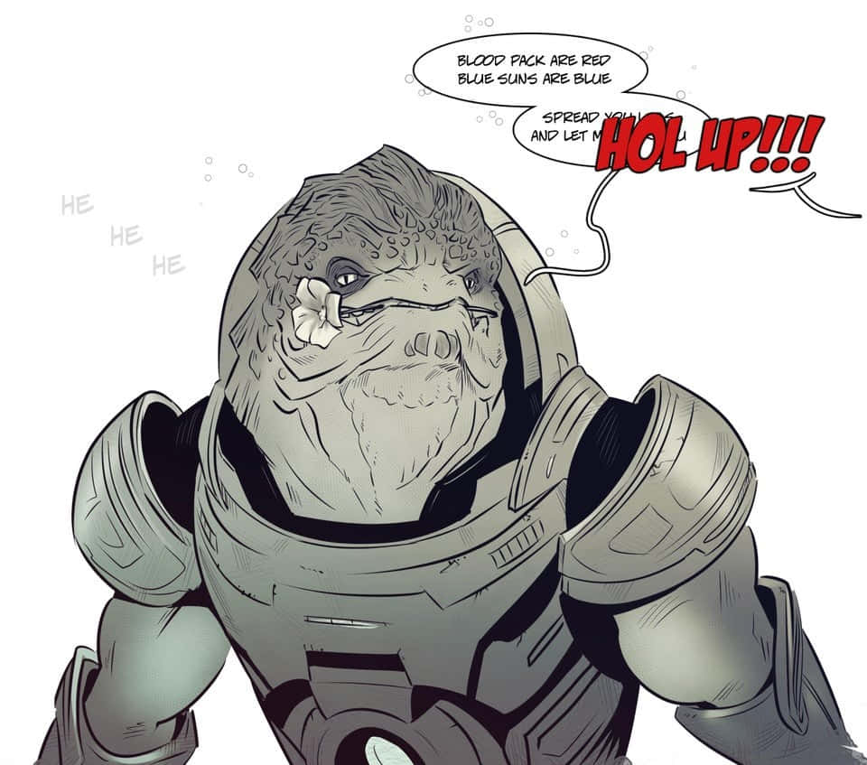 Grunt, the powerful Krogan squad member in Mass Effect Wallpaper