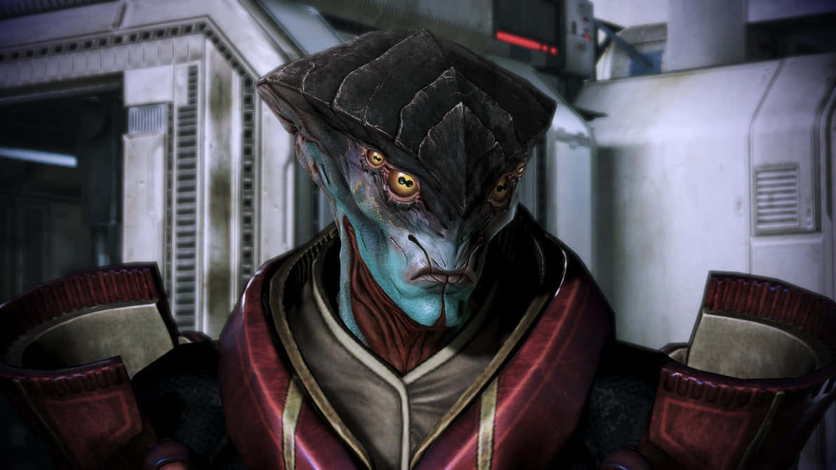 Javikde Mass Effect Dejando Claro Su Presencia En Esta Cautivadora Imagen. Fondo de pantalla