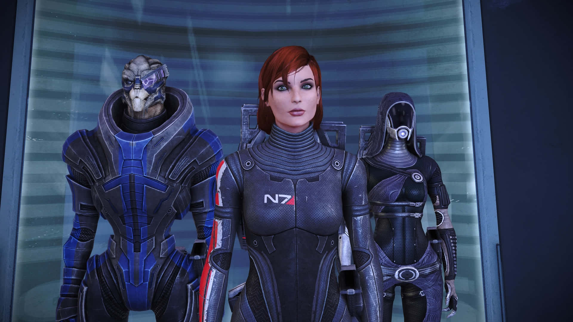 Commander Shepard faces the Galaxy in Mass Effect Legendary Edition Wallpaper