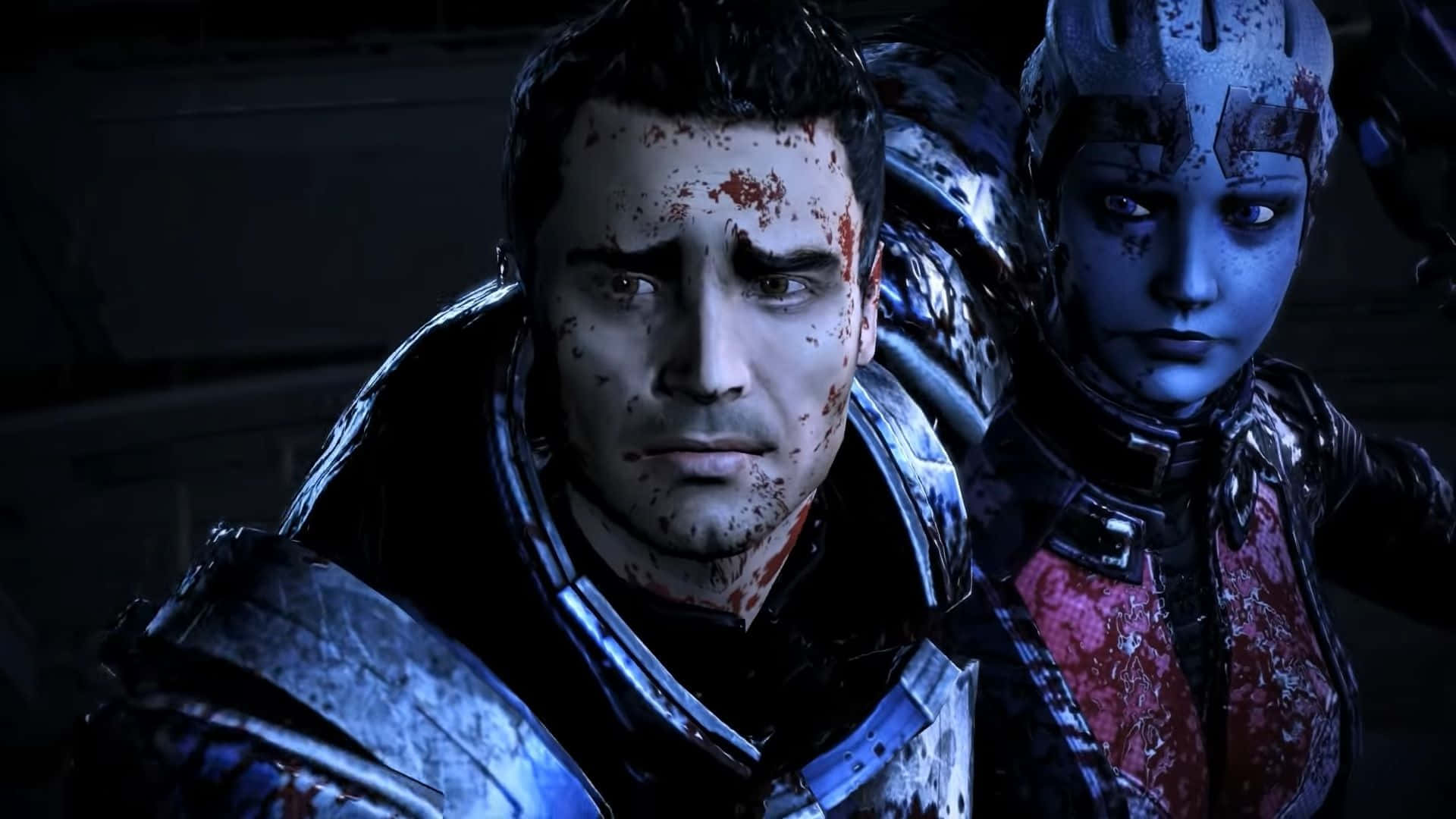 Elcomandante Shepard Y Su Equipo Exploran Un Planeta Lejano En Mass Effect Legendary Edition. Fondo de pantalla