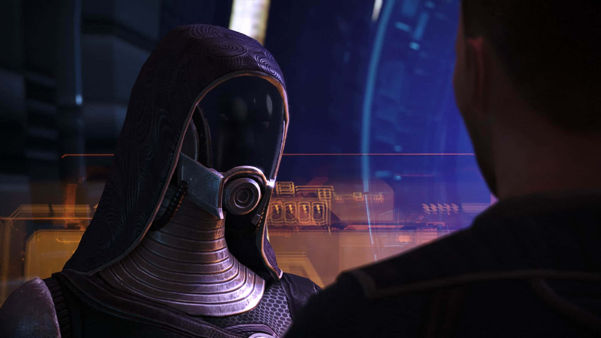 Commander Shepard overlooking the vast galaxy in Mass Effect Legendary Edition Wallpaper