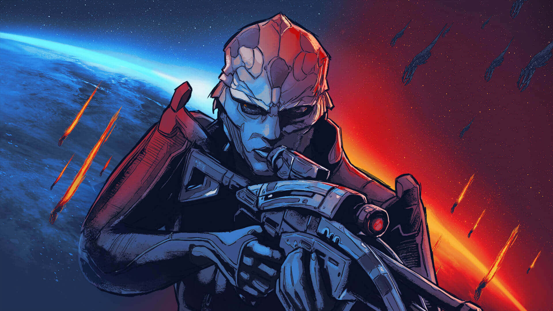 Comandanteshepard Y Su Equipo En Acción - Fondo De Pantalla De Mass Effect: Legendary Edition. Fondo de pantalla