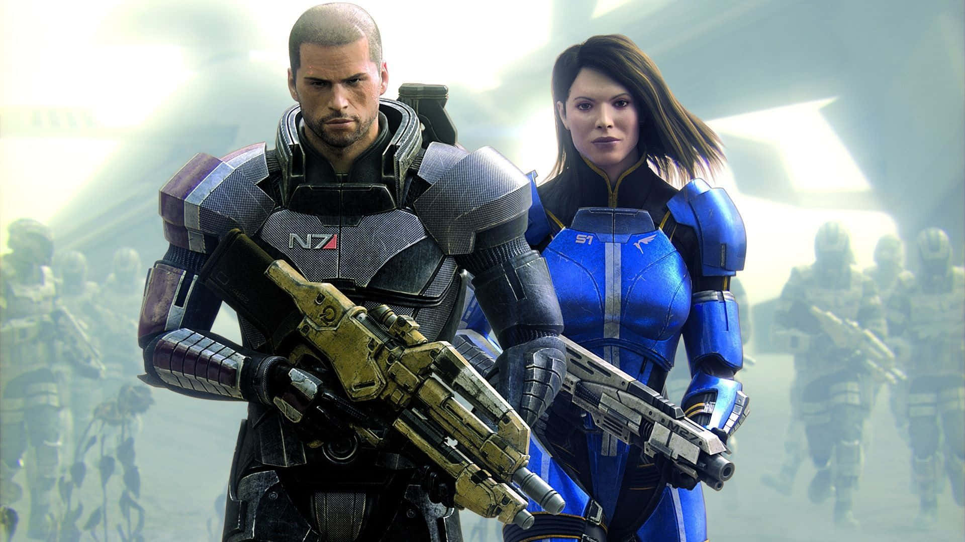 Commander Shepard and Crew in Mass Effect Legendary Edition Wallpaper