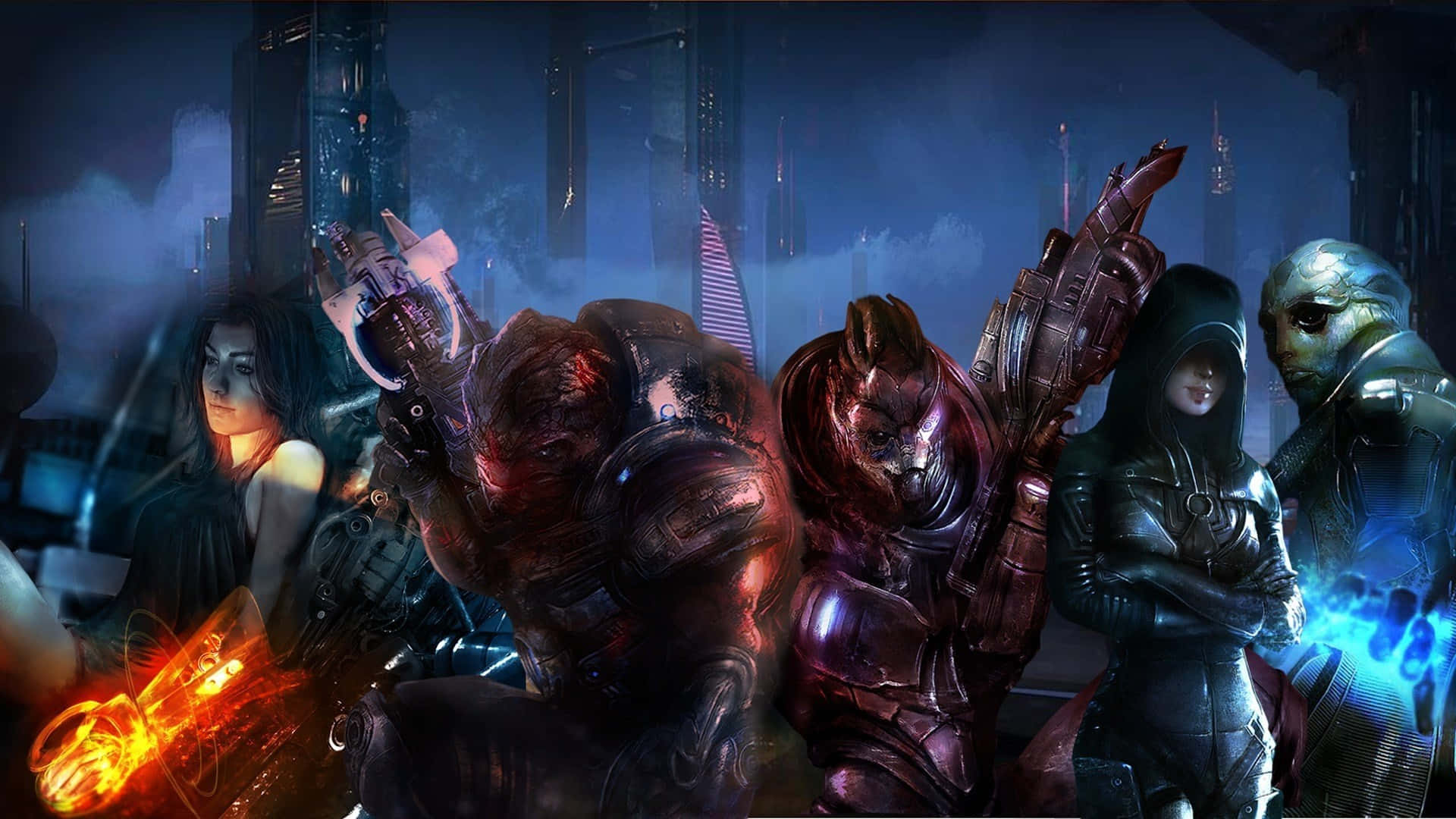 Engaging Mass Effect Multiplayer action scene Wallpaper