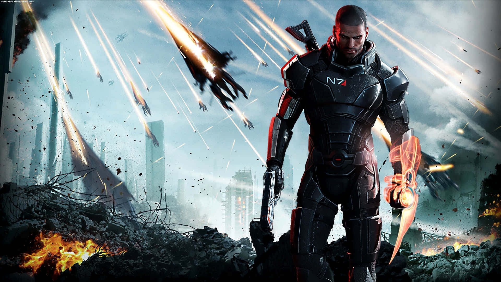 Intense Multiplayer Battle in Mass Effect Wallpaper