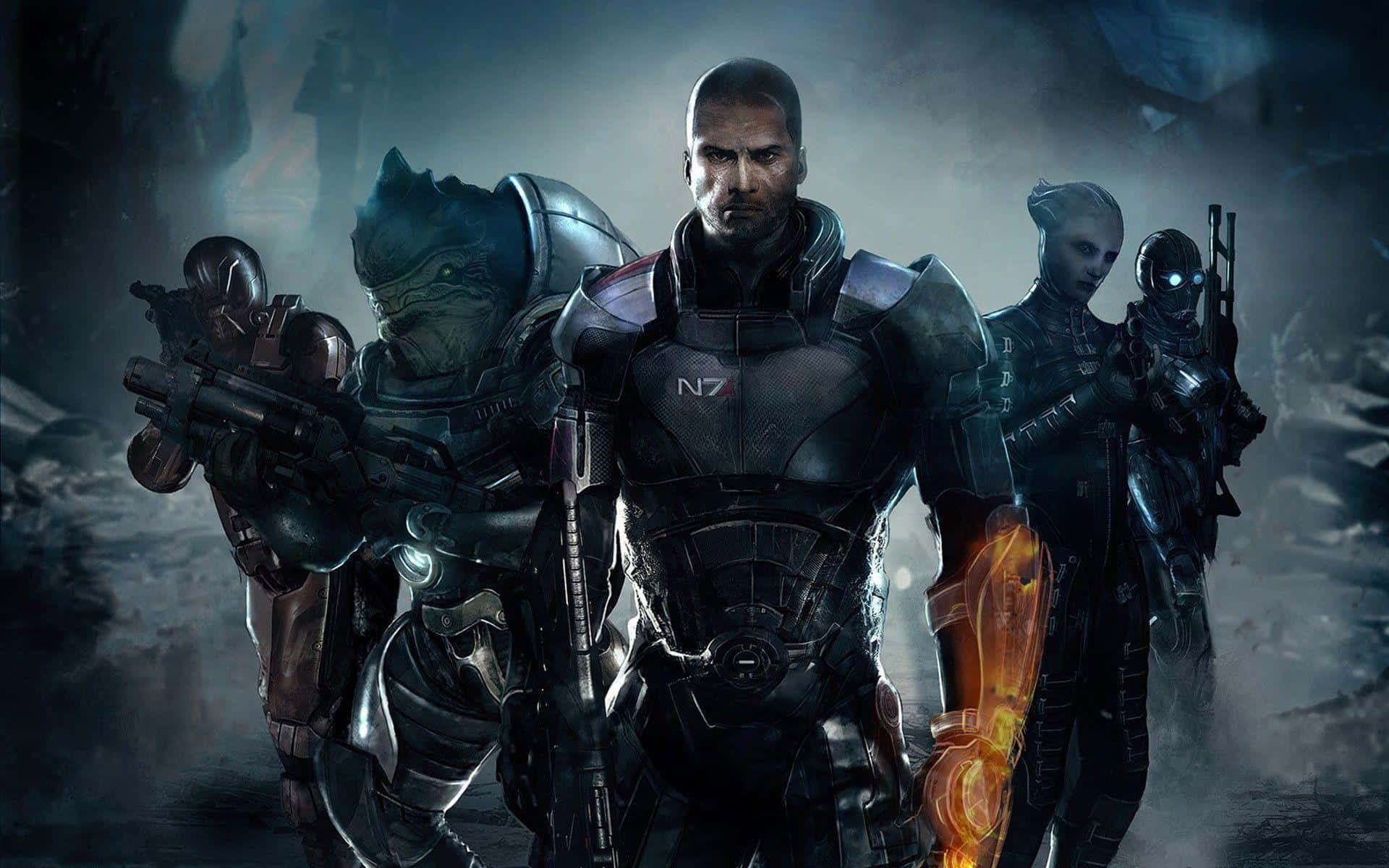 Thrilling Battle in Mass Effect Multiplayer Wallpaper