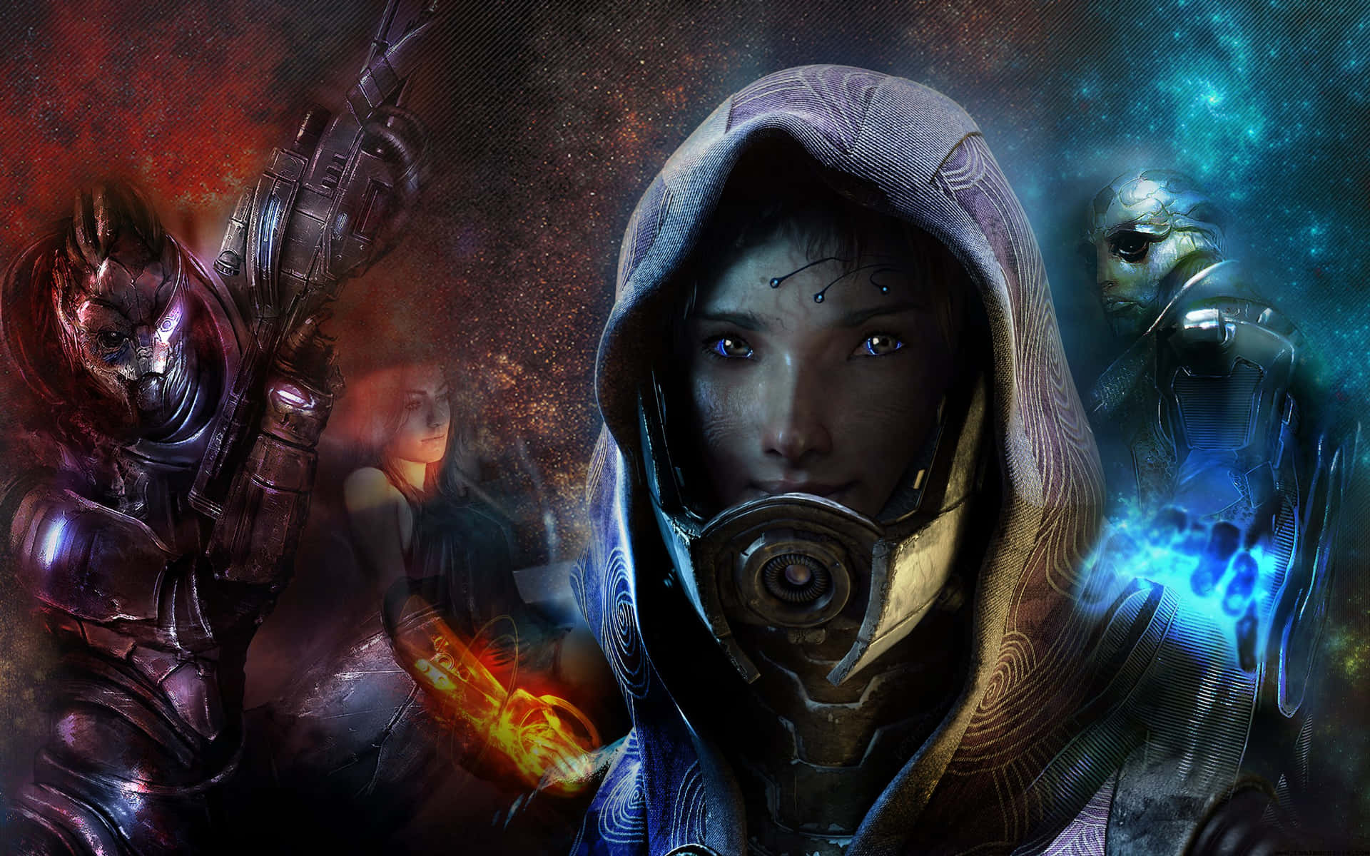 Mass Effect Multiplayer Team in Action Wallpaper