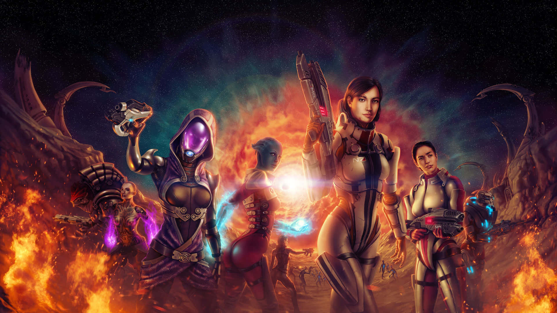 Exciting Mass Effect Multiplayer Battle Scene Wallpaper