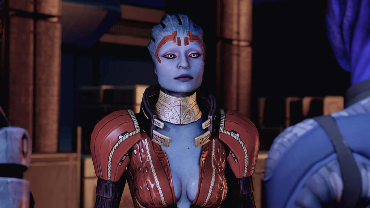 Caption: Samara - The Powerful Asari Justicar in Mass Effect Wallpaper