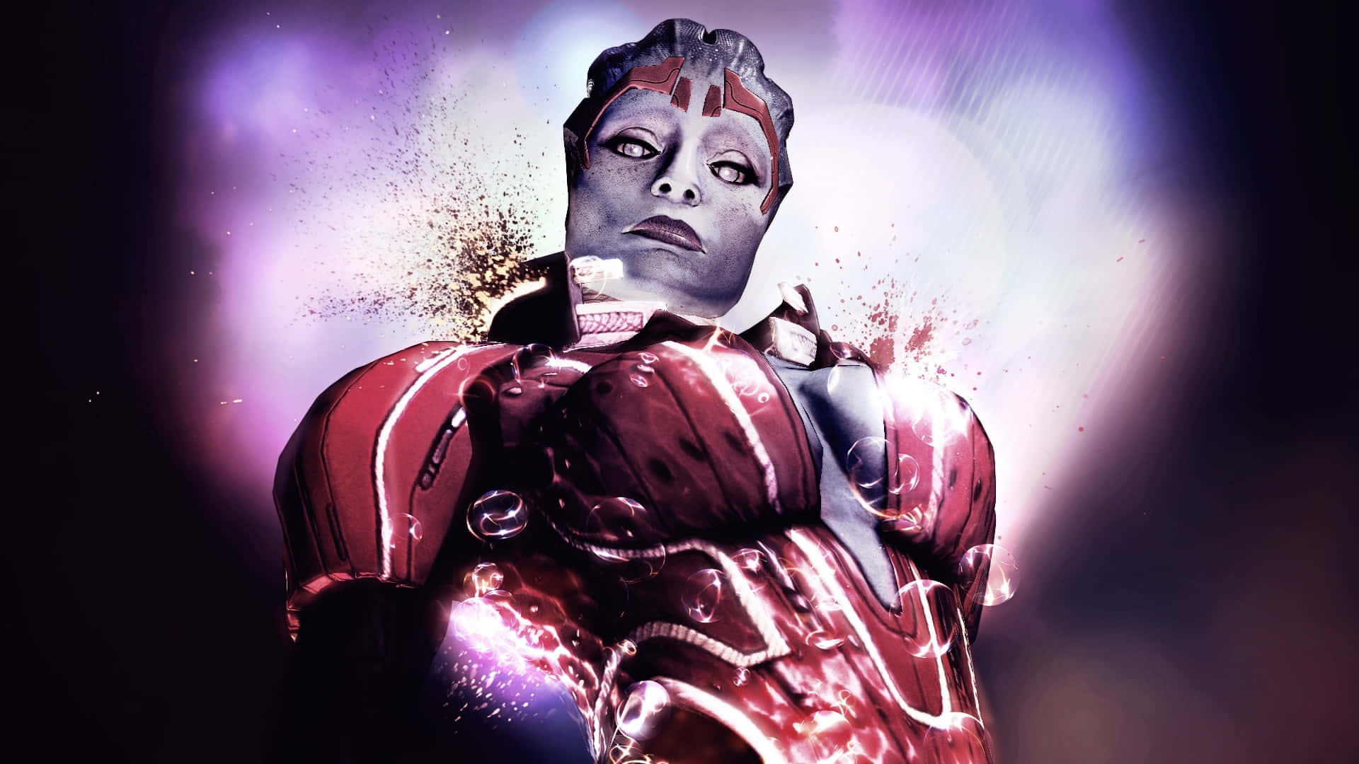 Alluring Samara amidst the cosmos in Mass Effect Wallpaper