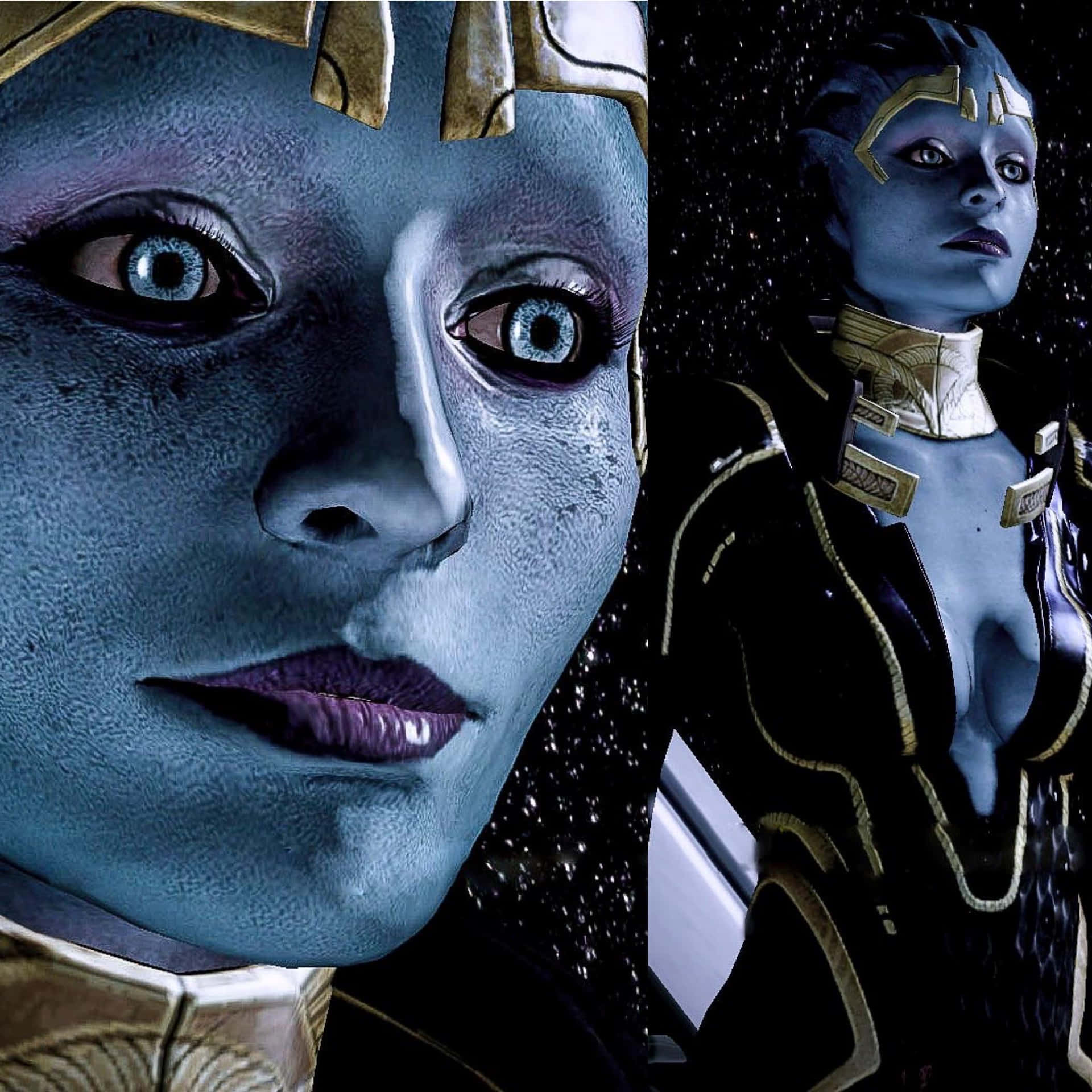 Samarala Poderosa Justiciera Asari En Mass Effect. Fondo de pantalla