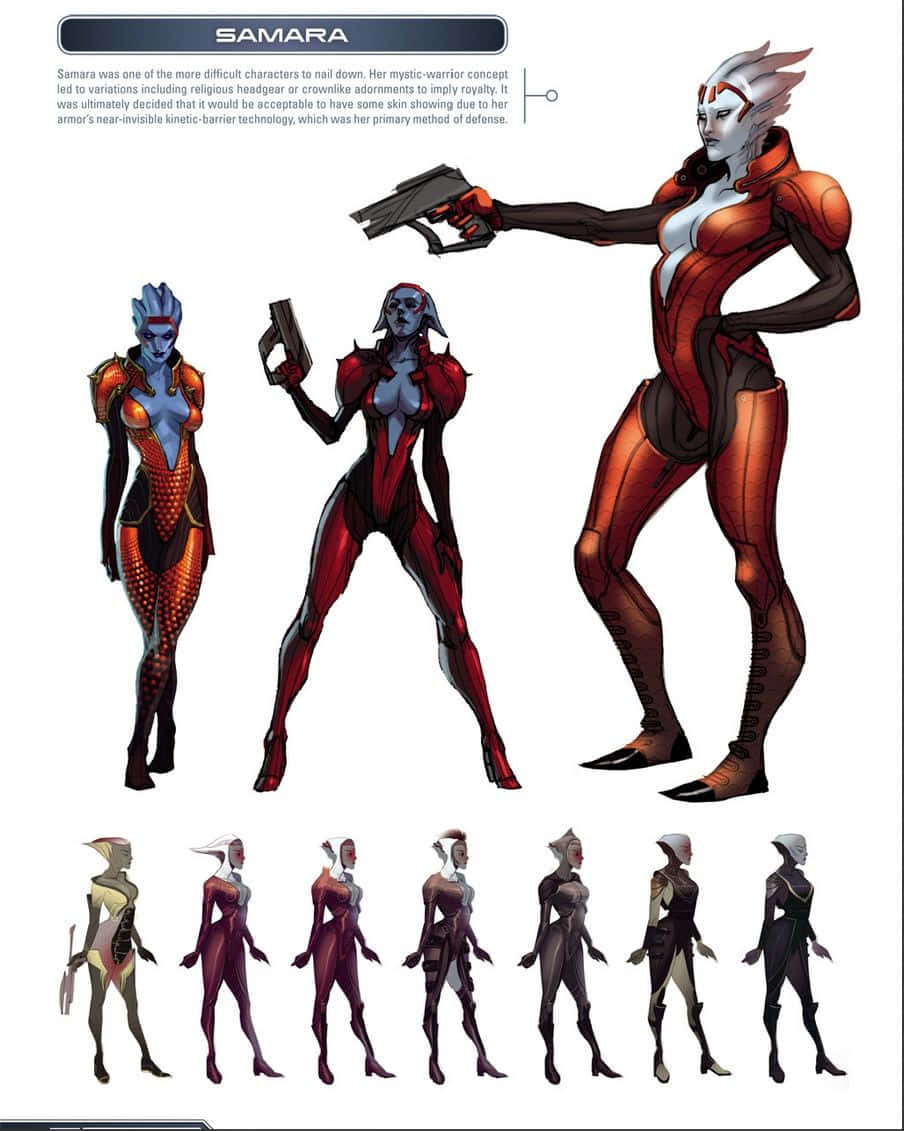 Samara, the powerful and mystical Asari Justicar from Mass Effect Wallpaper