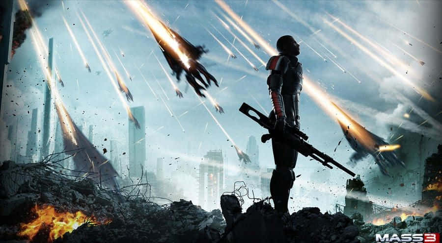 Comandanteshepard Y Su Tripulación En La Trilogía De Mass Effect. Fondo de pantalla
