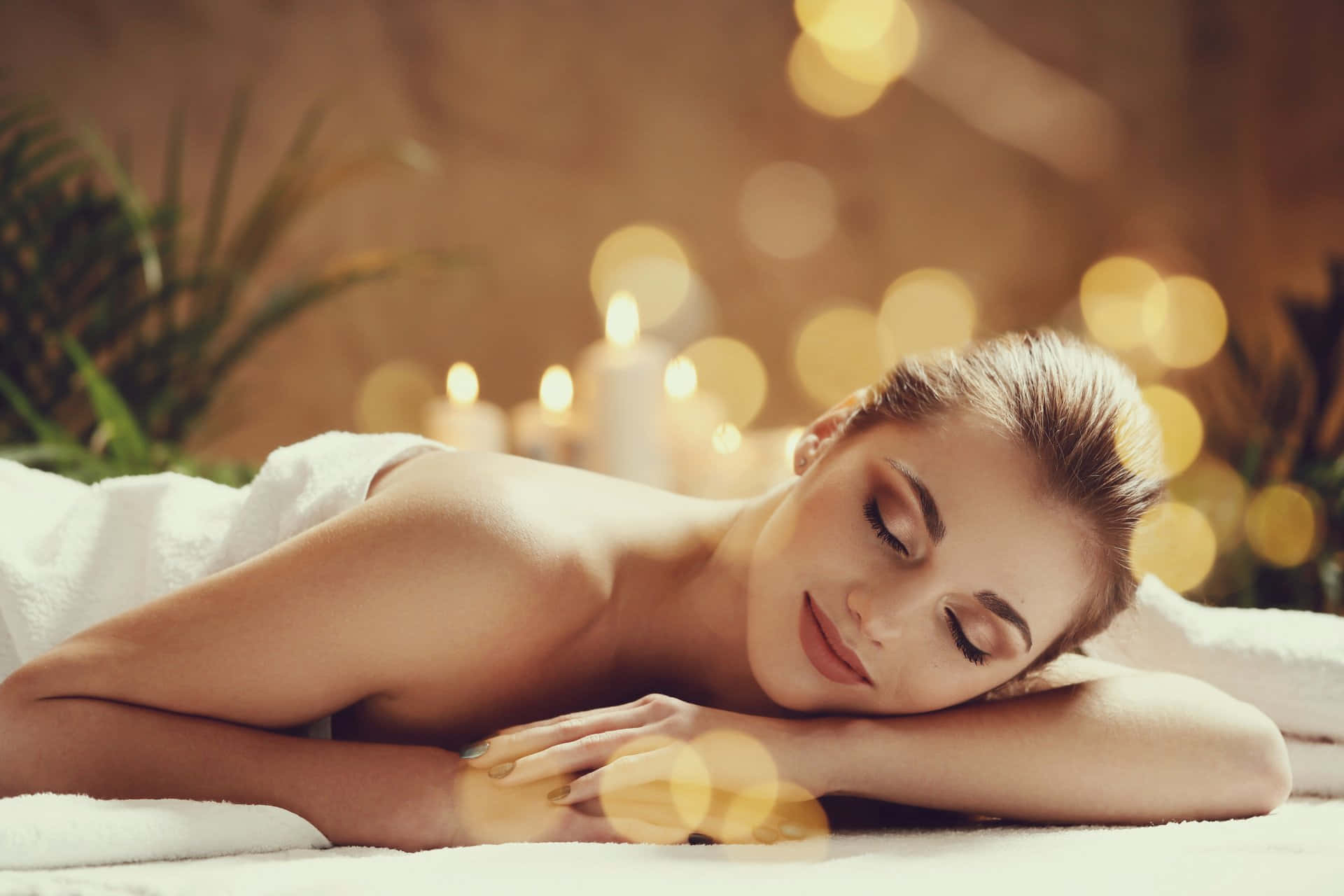 A Woman Relaxing In A Spa