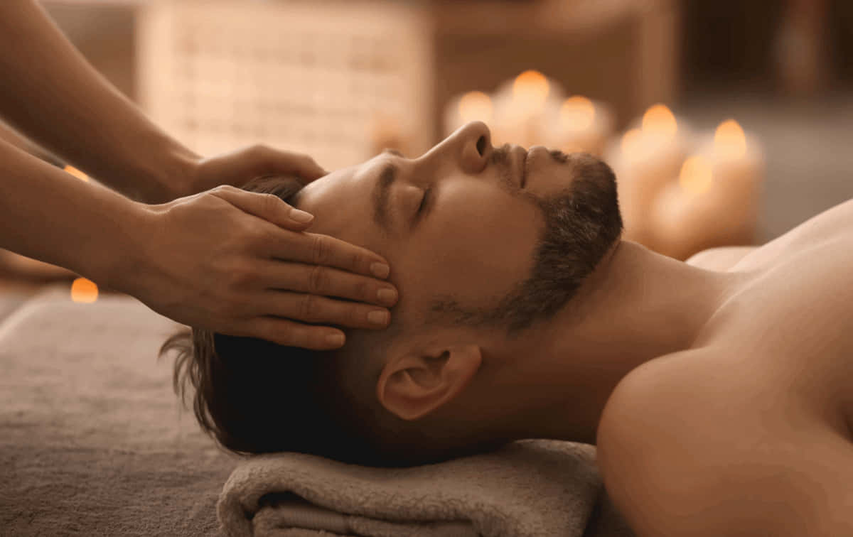 A Man Getting A Massage In A Spa Wallpaper