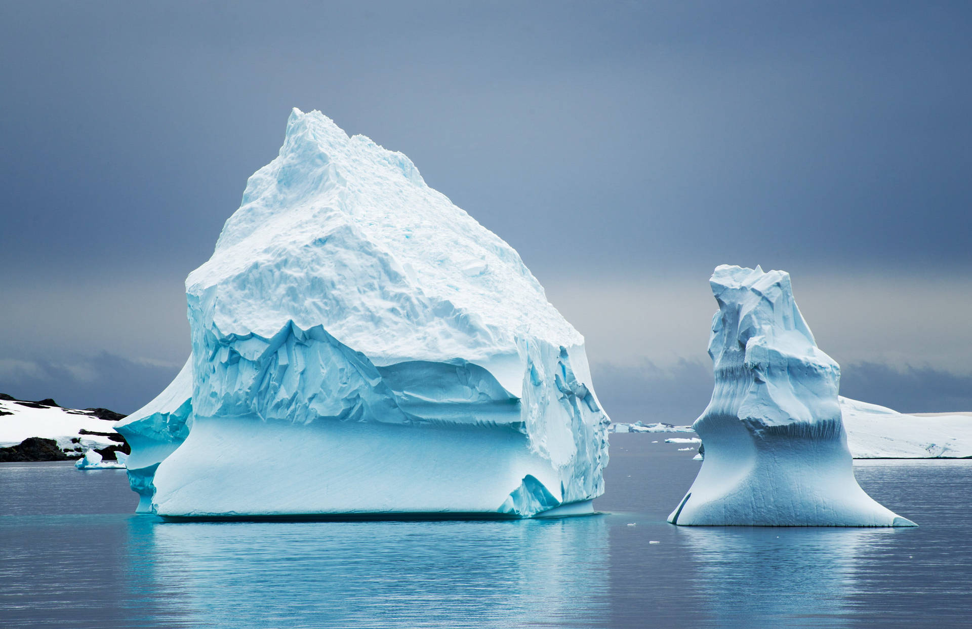 Massive Iceberg With Freezing Temperature Background